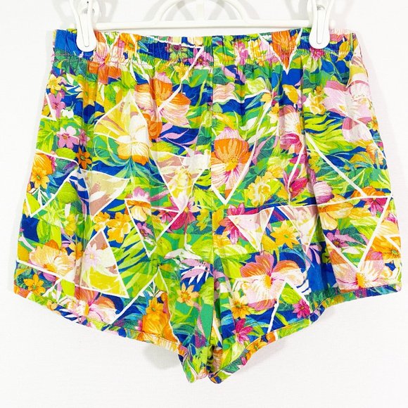 Decree Bright Floral Tropical Pattern Mini Shorts - Picture 7 of 7